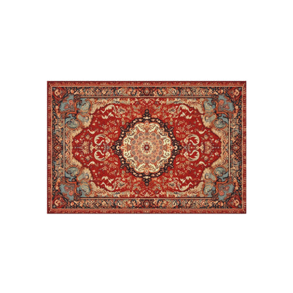 Chenille Outdoor Rug, Traditional Design, 8x10 or 5x8 Size Options, Red Oriental