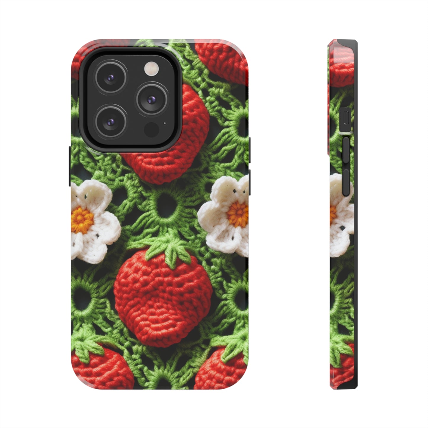 Strawberry Field Crochet - Forever Forest Greens - Fruit Berry Harvest Crop - Tough Phone Cases