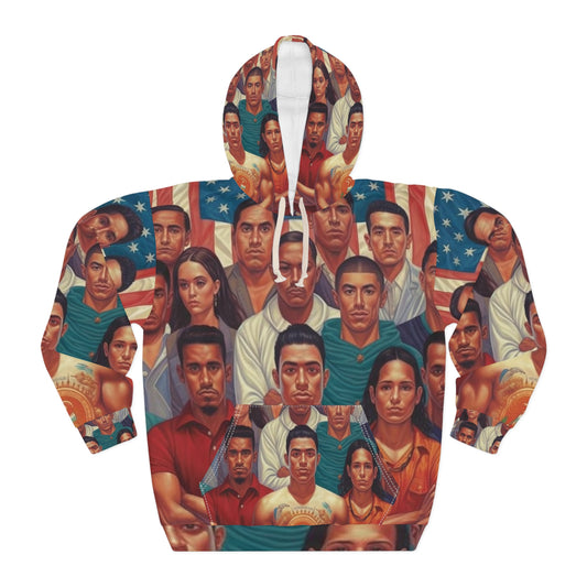 Latino Pride - Hispanic Heritage Month - Latin Roots - Mexican Heritage - Empower Latina - Celebrate Hispanic Unity - Unisex Pullover Hoodie (AOP)