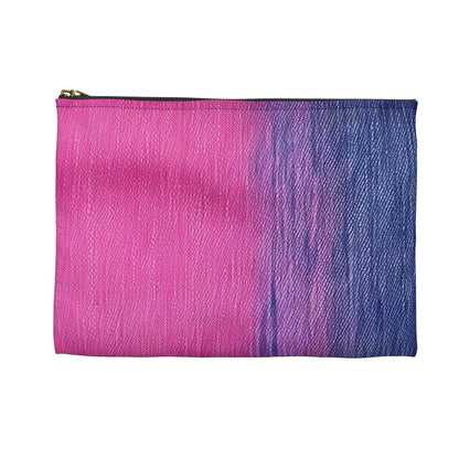 Dual Delight: Half-and-Half Pink & Blue Denim Daydream - Accessory Pouch