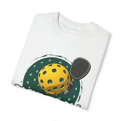 Pickleball Day Celebration Design with Whimsical Ball and Paddle Illustration - Unisex Garment-Dyed T-shirt