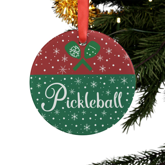 Pickleball Winter - Christmas Special - Acrylic Ornament with Ribbon