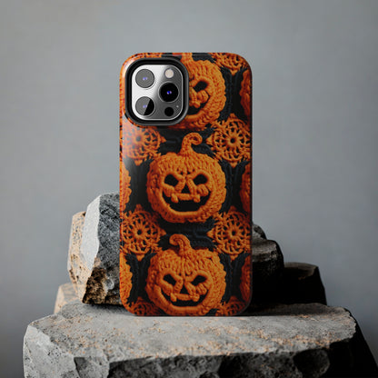 Halloween Crochet Pumpkin Scary Horror Festive Holiday Pattern - Tough Phone Cases