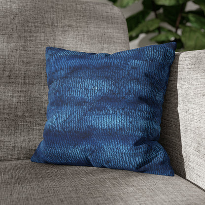 Blue Spectrum: tela inspirada en la mezclilla de claro a oscuro - Funda de almohada cuadrada de poliéster hilado 