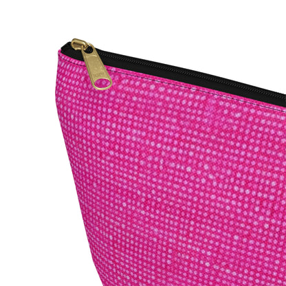 Hot Neon Pink Doll Like: Denim-Inspired, Bold & Bright Fabric - Accessory Pouch w T-bottom