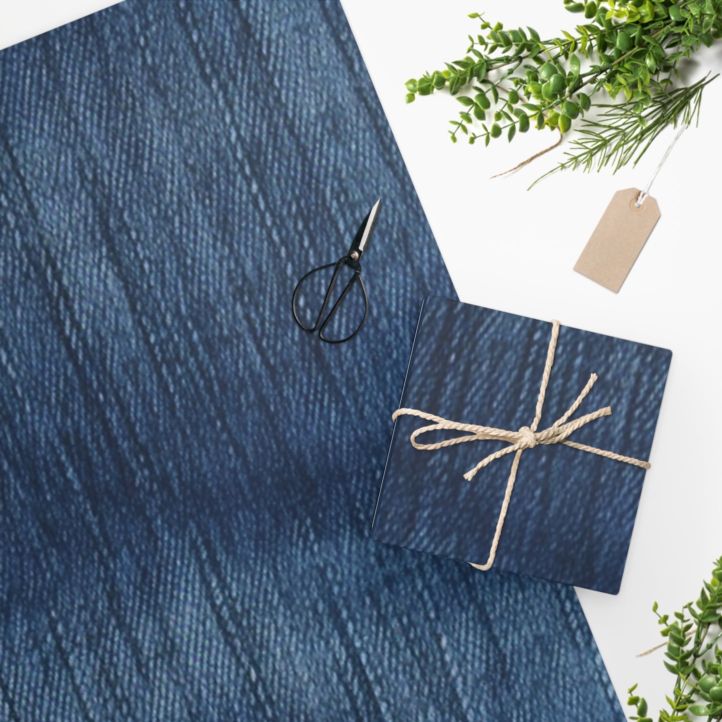 Indigo Splash: Washed Denim Reverie in Deep Blue - Wrapping Paper