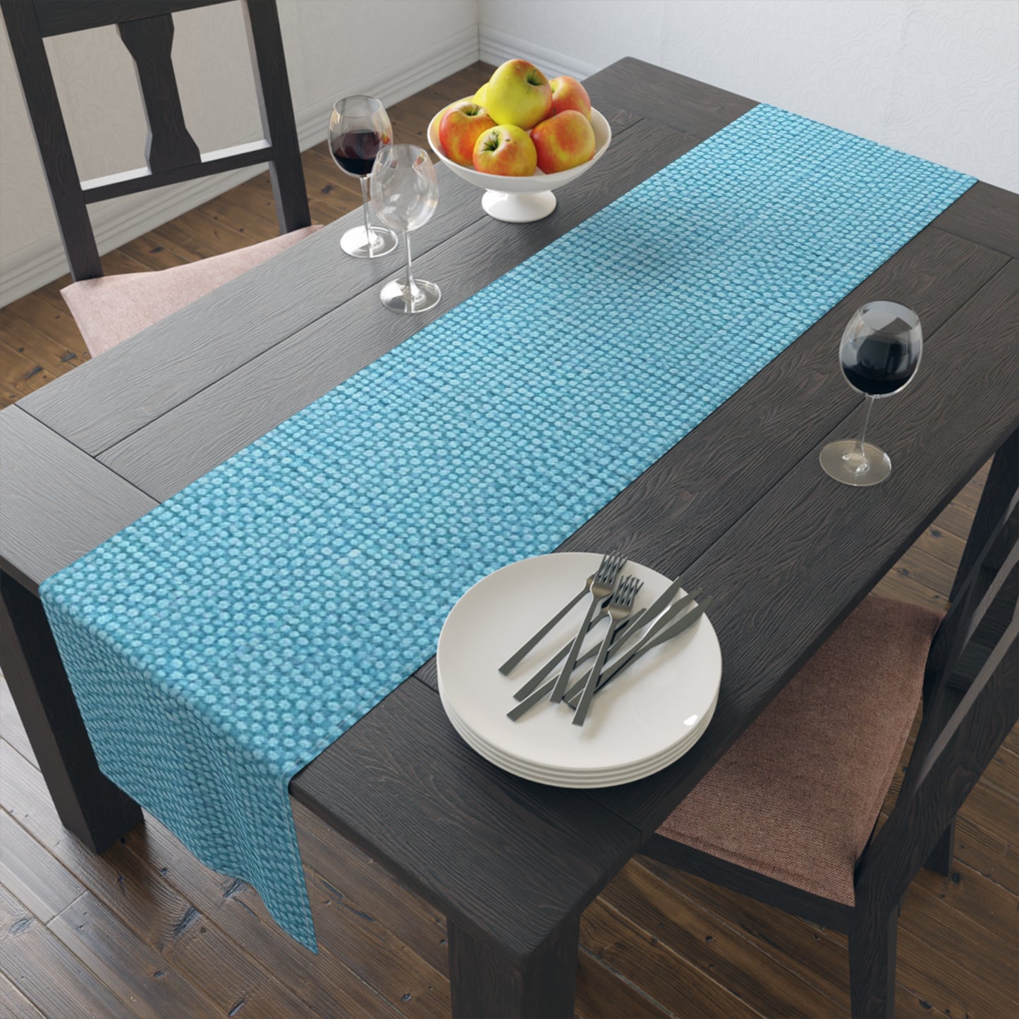 Bright Aqua Teal: Denim-Inspired Refreshing Blue Summer Fabric - Table Runner (Cotton, Poly)