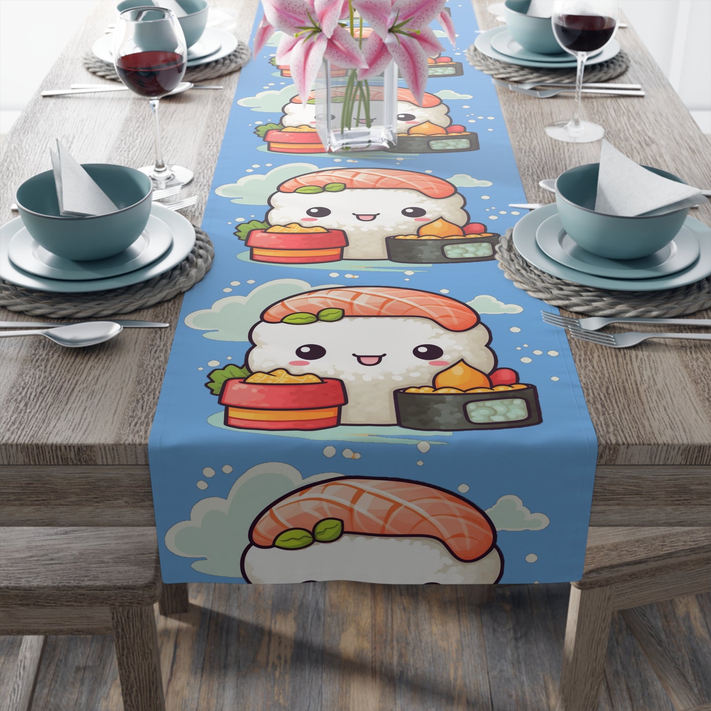 Anime Sushi - Japanese Cute kawaii - Otaku Gift - Table Runner (Cotton, Poly)