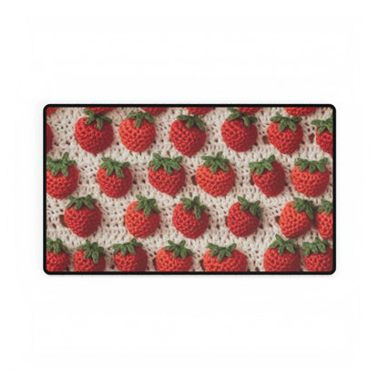 Strawberry Traditional Japanese, Crochet Craft, Fruit Design, Red Berry Pattern - Desk Mats