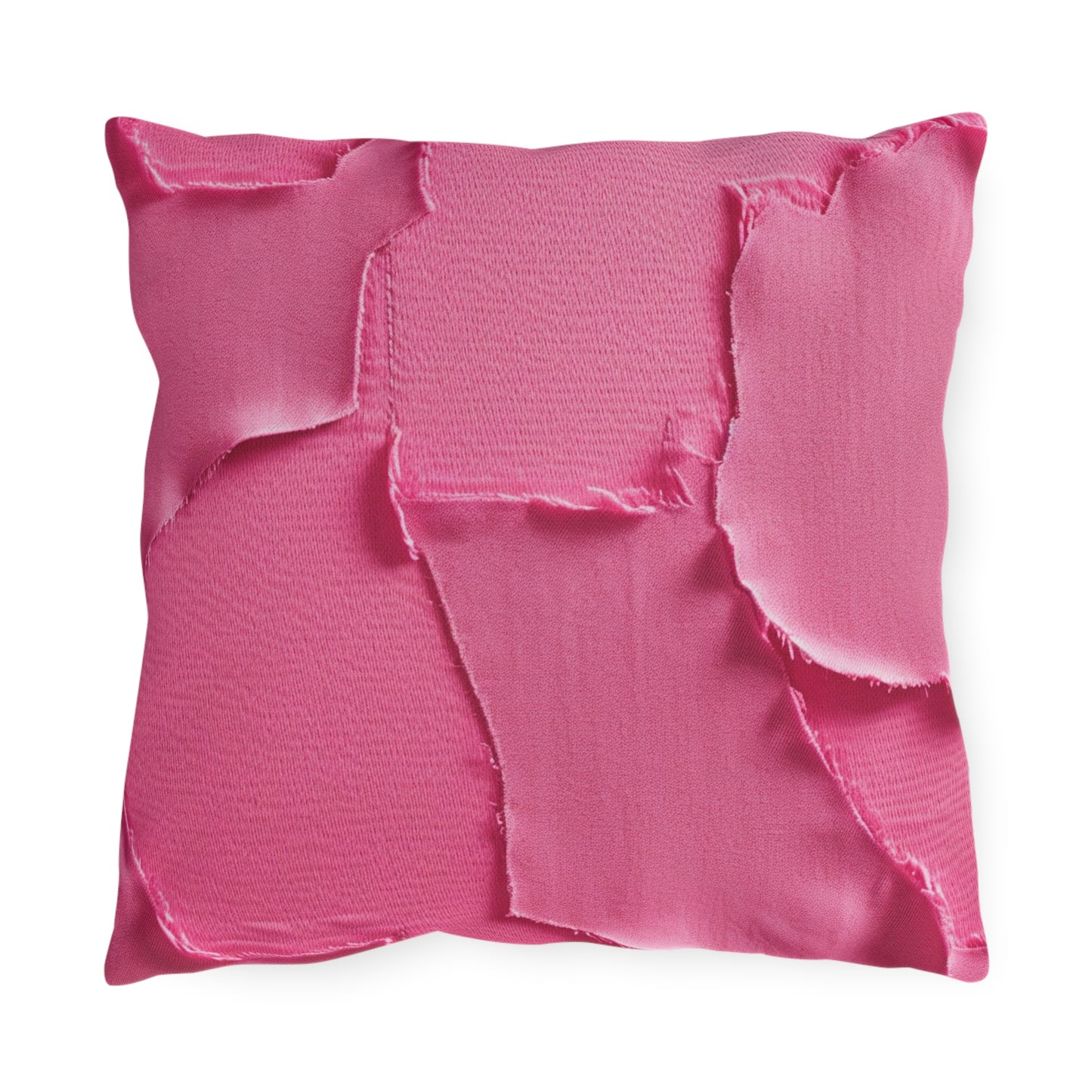 Distressed Neon Pink: Edgy, Ripped Denim-Inspired Doll Fabric - Outdoor Pillows