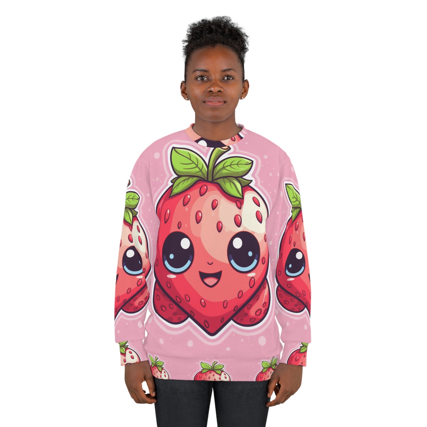 Kawaii Strawberry Adventure - Anime Classic Traditional Japanese Fruit - Otaku Artwork - Sudadera unisex (AOP) 