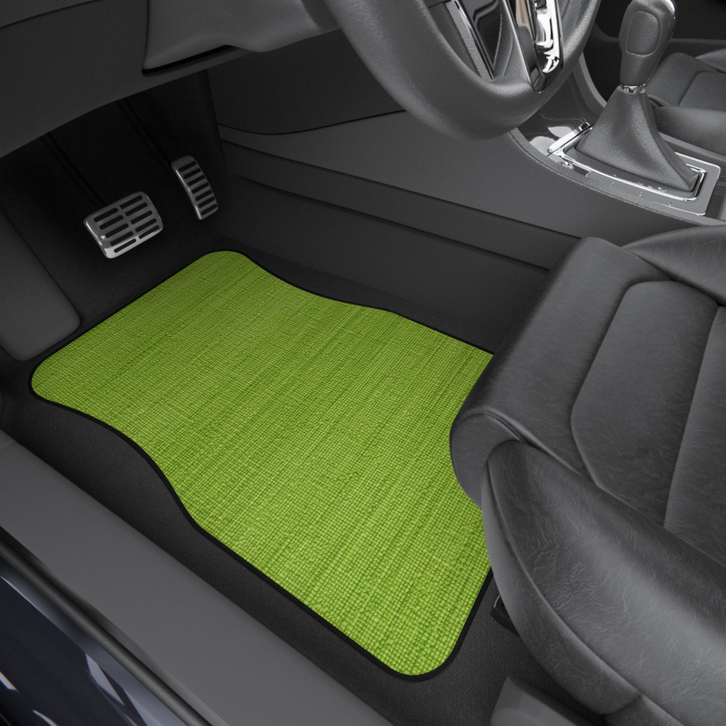 Lush Grass Neon Green: Denim-Inspired, Springtime Fabric Style - Car Mats (Set of 4)