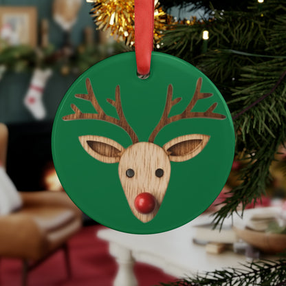 Red Reindeer Nose Christmas Classic Winter Season - Acrylic Ornament with Ribbon