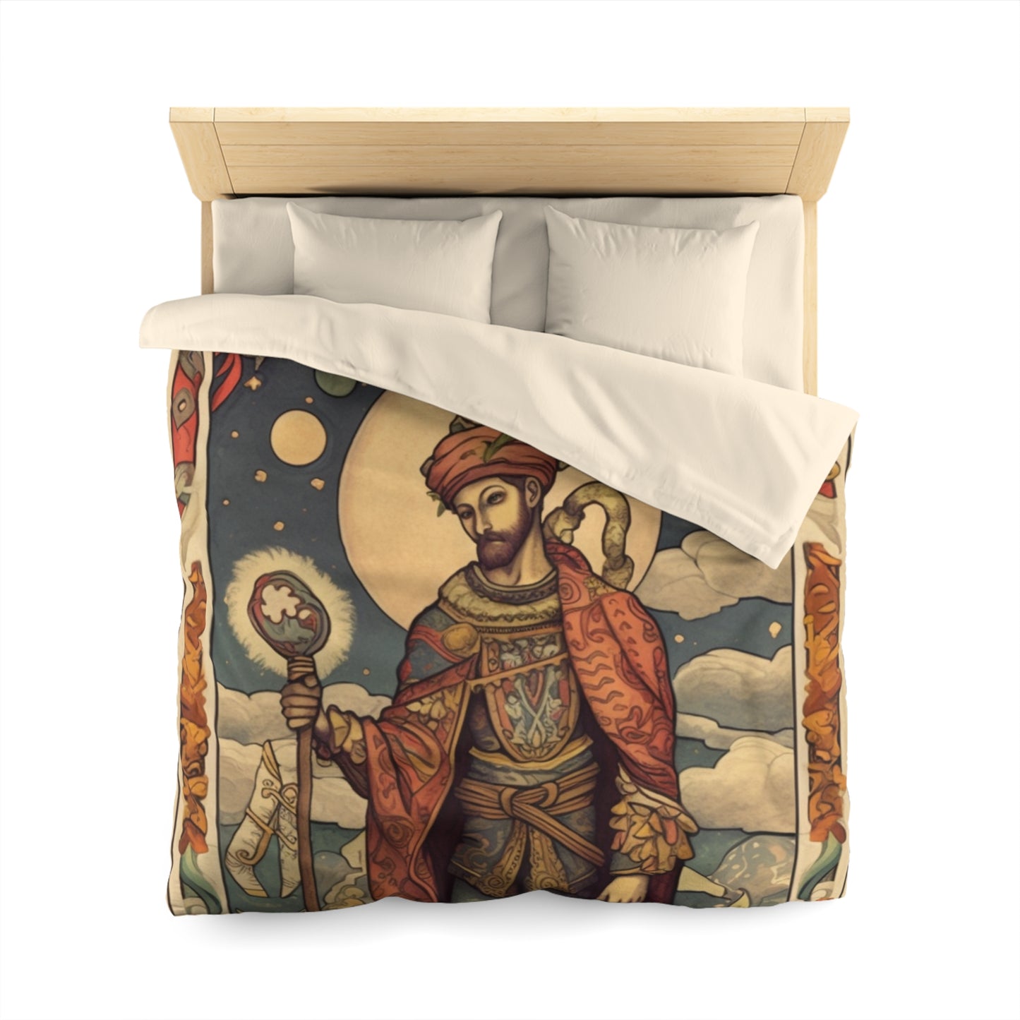 Expressive Tarot - 'The Fool' Card Artistic Reading Symbol - Microfiber Duvet Cover