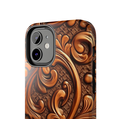 Leather Flower Cognac Classic Brown Timeless American Cowboy Design - Tough Phone Cases