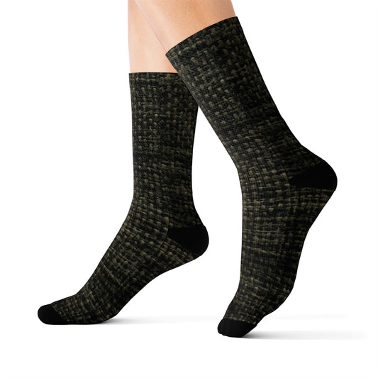 Sophisticated Seamless Texture - Black Denim-Inspired Fabric - Sublimation Socks