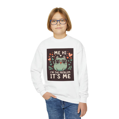 Me Hi Im The Problem Its Me - Regalo para amantes de los gatitos y gatos - Sudadera con cuello redondo para jóvenes