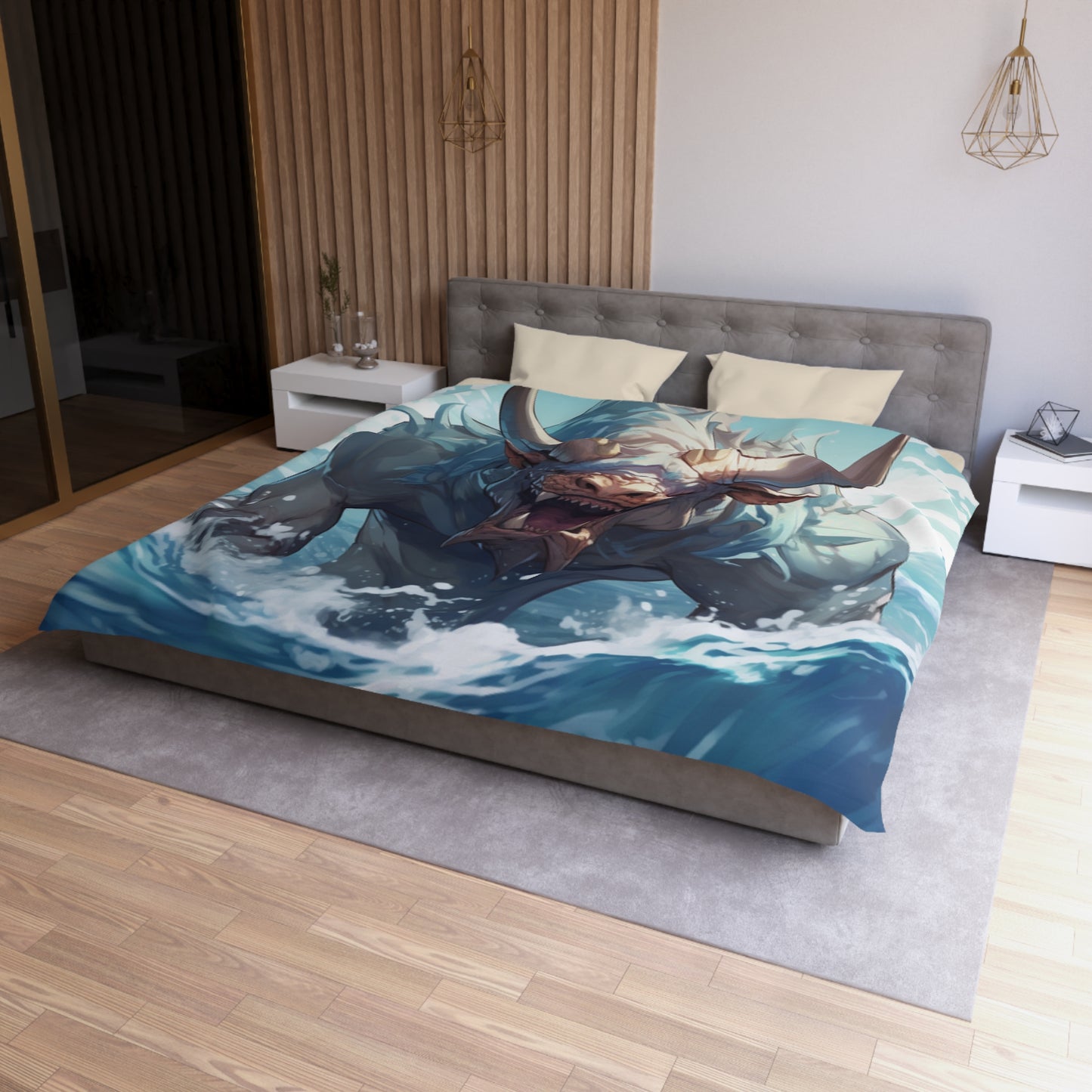 Bull Shark Fusion: Water Fantasy - Hybrid Ocean Marine Animal - Microfiber Duvet Cover