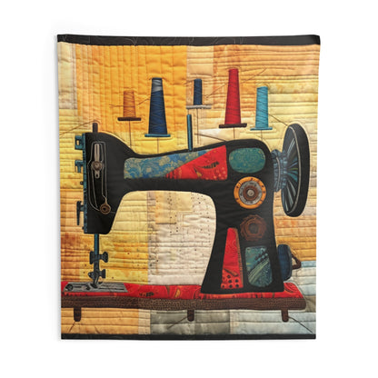 Sewing Themed Quilt Art, Thread Spools, Textile Crafters Design - Indoor Wall Tapestries