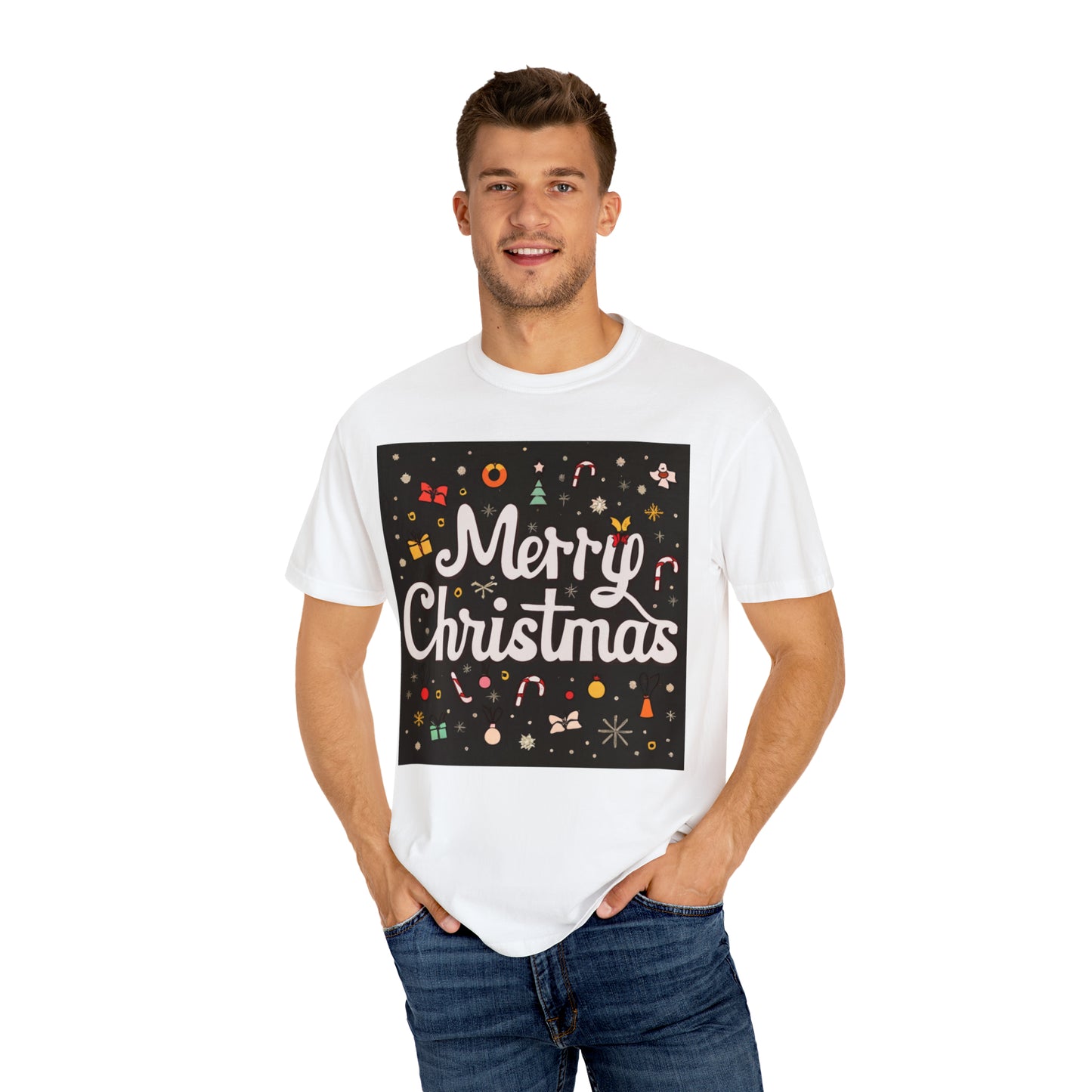 Merry Christmas Retro - Unisex Garment-Dyed T-shirt