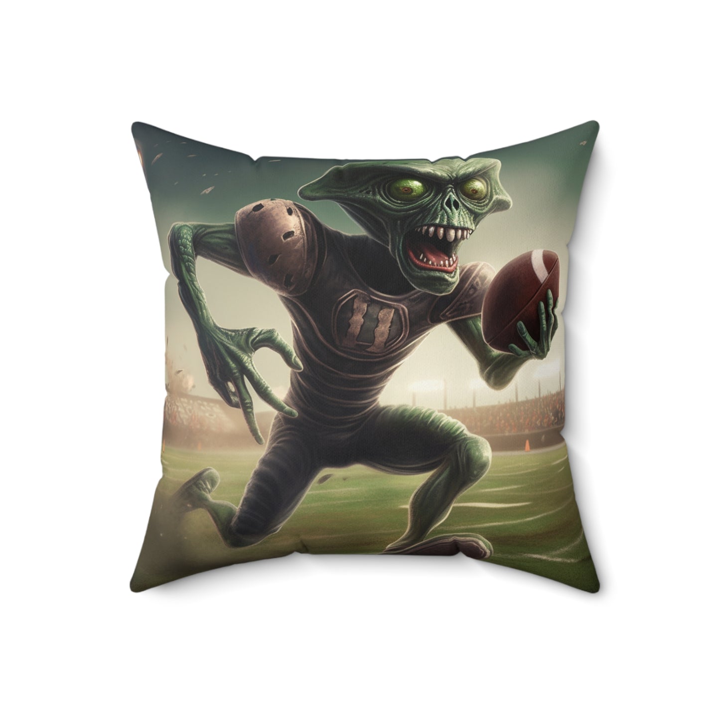 Alien Football Space Sport Game Stadium Athlete Galaxy Player - Spun Polyester Square Pillow