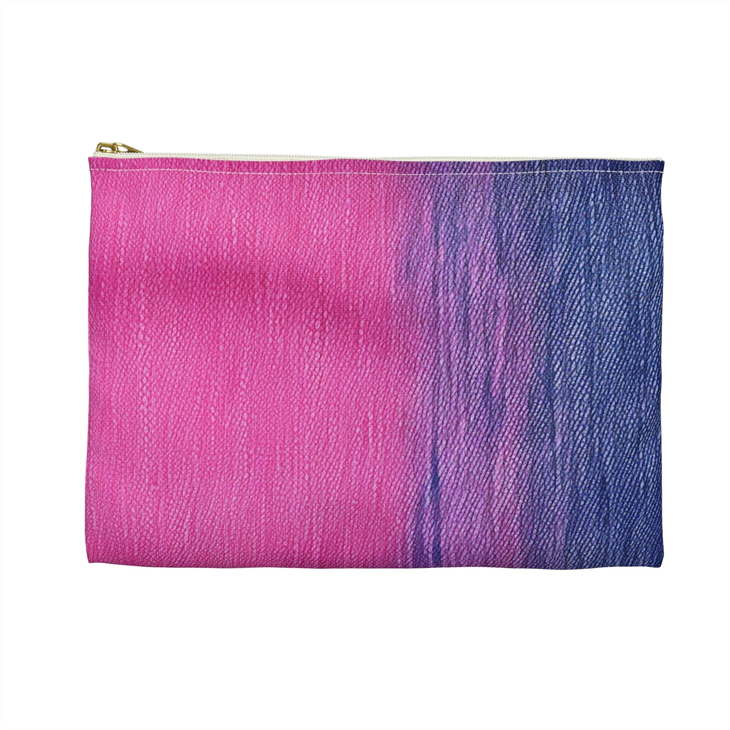 Dual Delight: Half-and-Half Pink & Blue Denim Daydream - Accessory Pouch