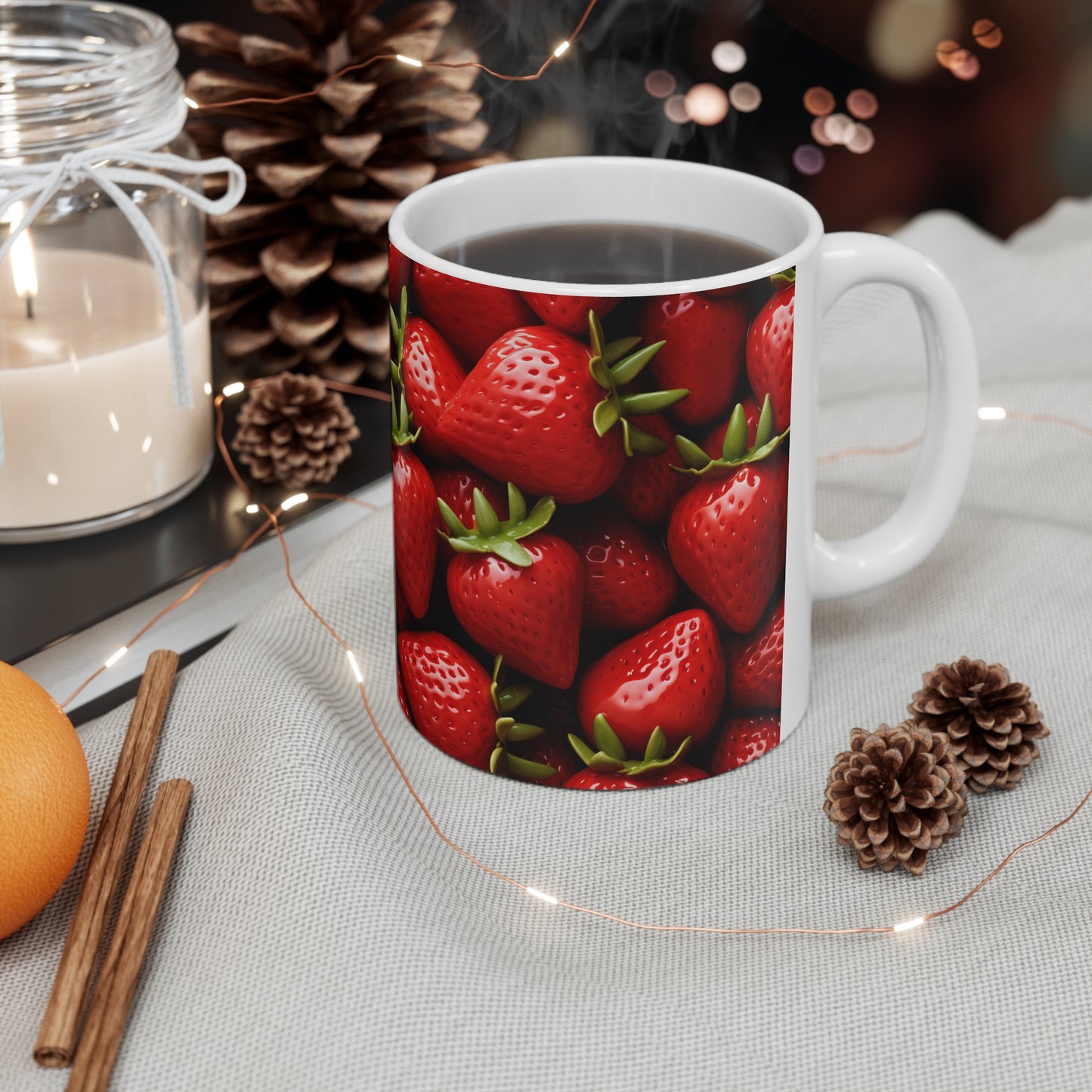 Selecciones de parches de fresa: decoración del hogar y regalos para el mejor fanático de las bayas - Taza de cerámica de 11 oz