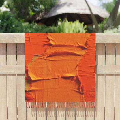 Fiery Citrus Orange: Edgy Distressed, Denim-Inspired Fabric - Boho Beach Cloth