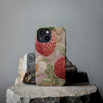 Red Berry Strawberries - Embroid Fruit - Healthy Crop Feast Food Design - Tough Phone Cases