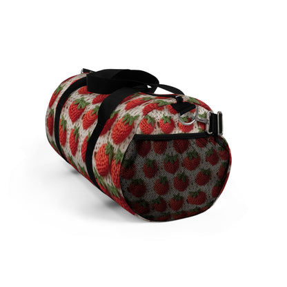 Strawberry Traditional Japanese, Crochet Craft, Fruit Design, Red Berry Pattern - Duffel Bag