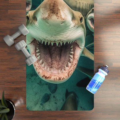 Laughing Lemon Sharks: Joyful Sea Jaws Ocean Deep - Rubber Yoga Mat