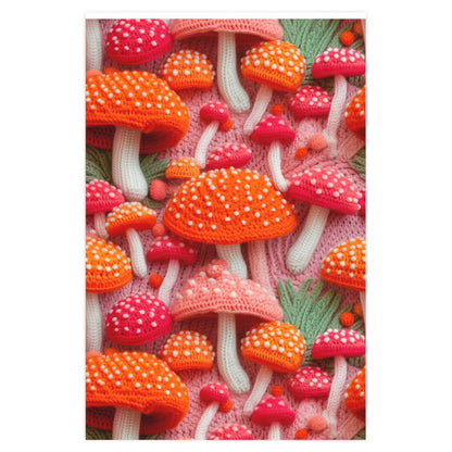 Mushroom Crochet, Enchanted Forest Design, Earthy Fungi. Mystical Magic Woodland, Immerse in Nature - Wrapping Paper