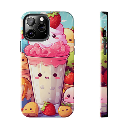 Strawberry Japan Milkshake - Kawaii Dessert Delight - Sweet Berry Anime Character - Tough Phone Cases