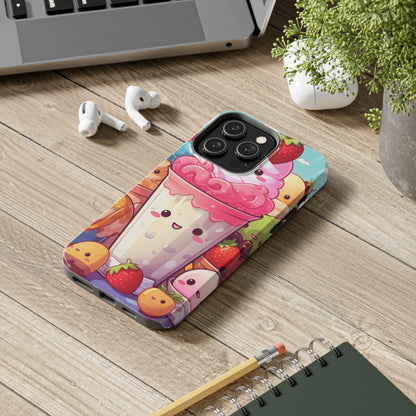 Strawberry Japan Milkshake - Kawaii Dessert Delight - Sweet Berry Anime Character - Tough Phone Cases