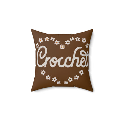 Crochet Heart Hobby Passion Gift Love Design - Spun Polyester Square Pillow