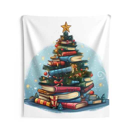 Book Lover Christmas Tree, Gift For Readers - Indoor Wall Tapestries