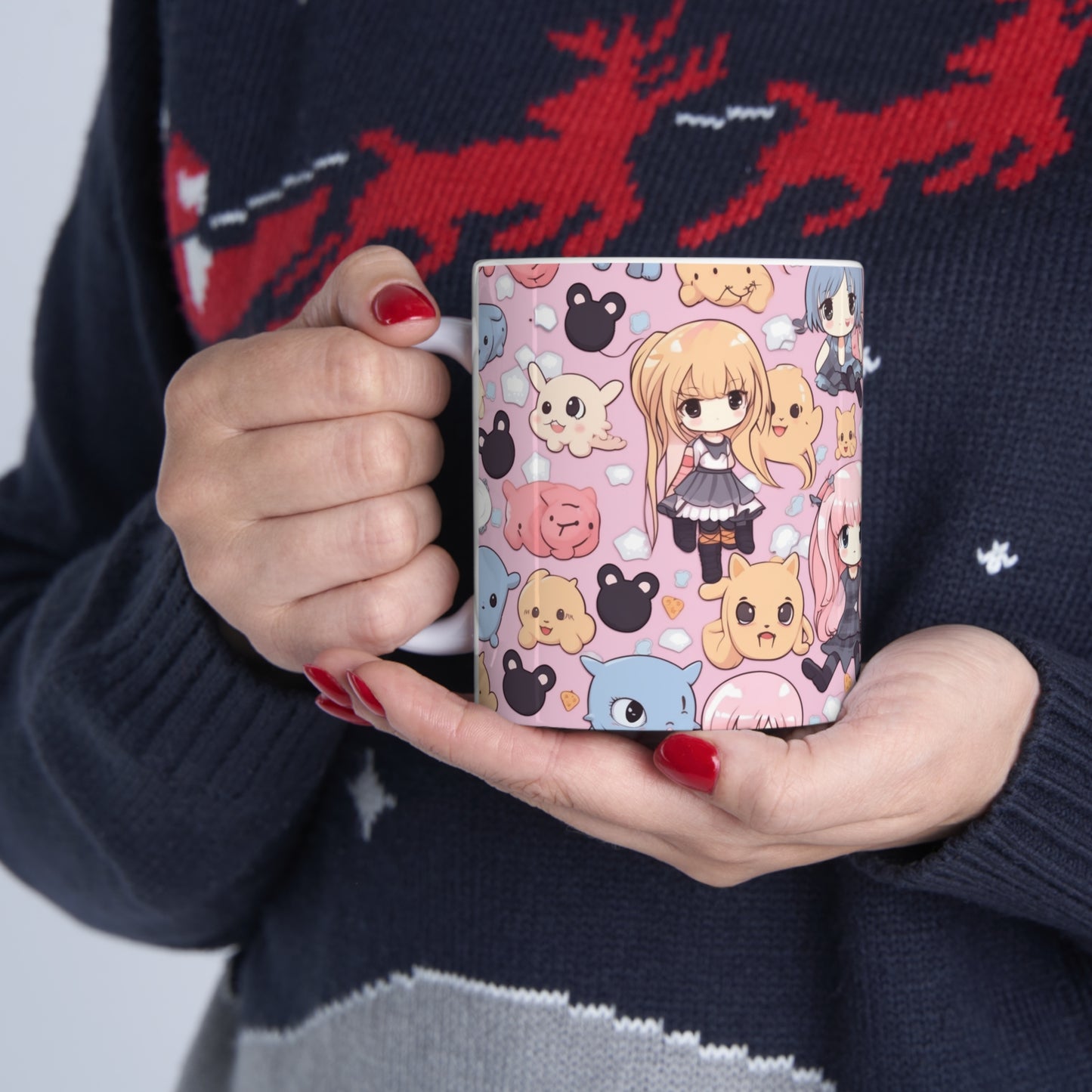 Kawaii Anime Girls: Cute and Adorable Manga Inspired Design - Ceramic Mug 11oz