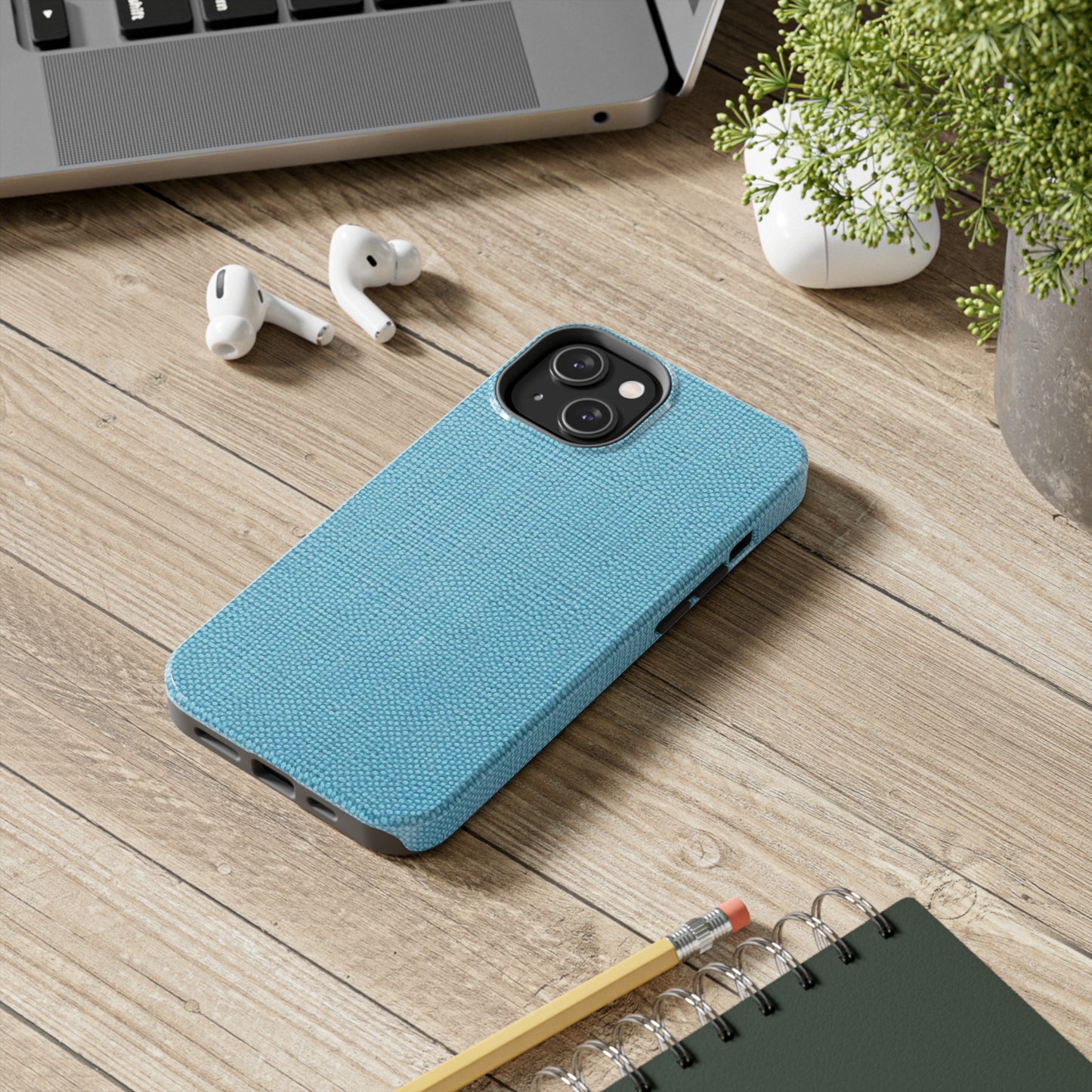 Bright Aqua Teal: Denim-Inspired Refreshing Blue Summer Fabric - Tough Phone Cases