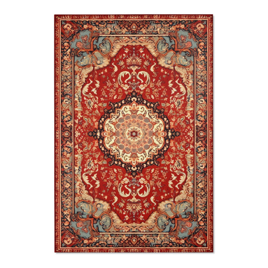 Traditional Oriental Inspired Area Rug, Red. Durable, Stylish with Hemmed Edges