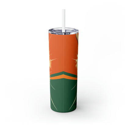 India Cricket Star: Bateador con bate de sauce, estilo bandera nacional - Juego deportivo - Vaso delgado con pajita, 20 oz