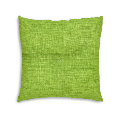 Lush Grass Neon Green: Denim-Inspired, Springtime Fabric Style - Tufted Floor Pillow, Square