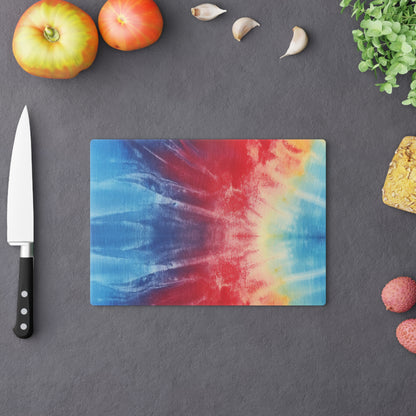 Rainbow Tie-Dye Denim: Vibrant Multi-Color, Fabric Design Spectacle - Cutting Board