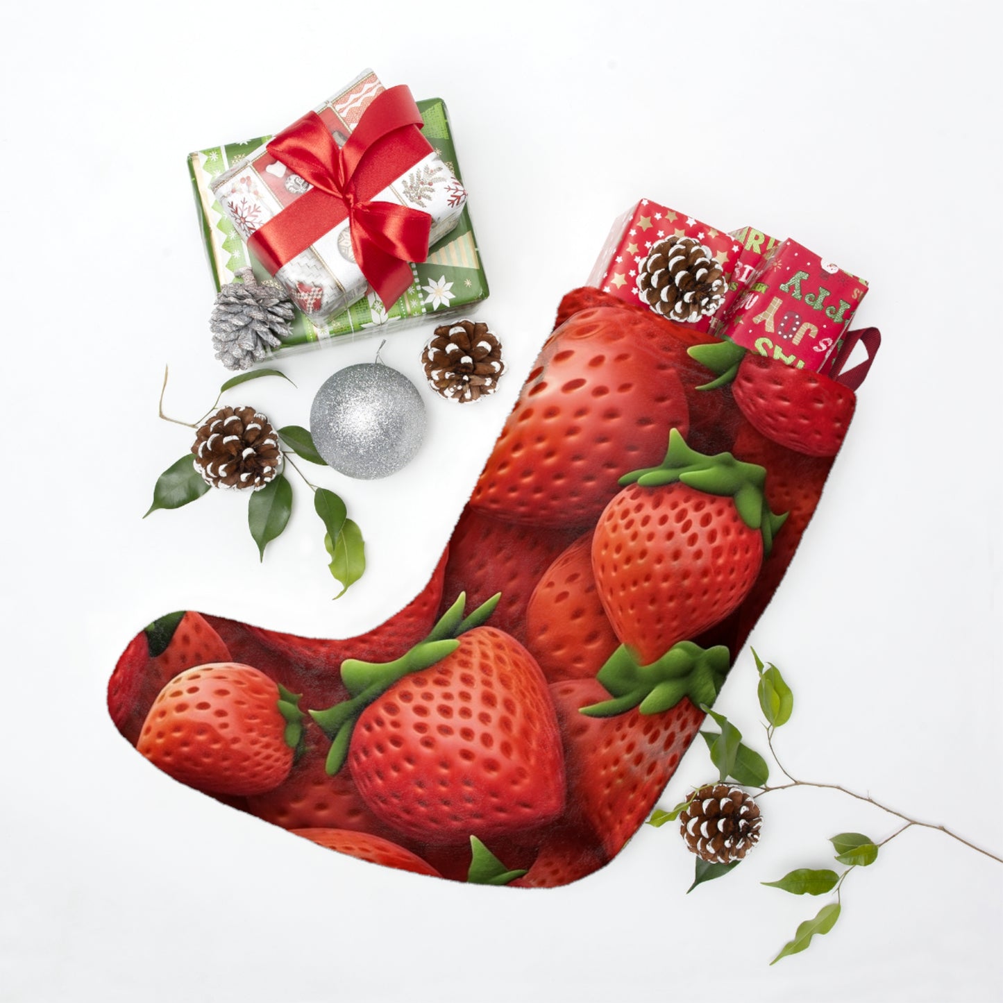 Garden Strawberries- Wild Sweet Gourmet - Farm Growing Ripe Red Fruit -Christmas Stockings