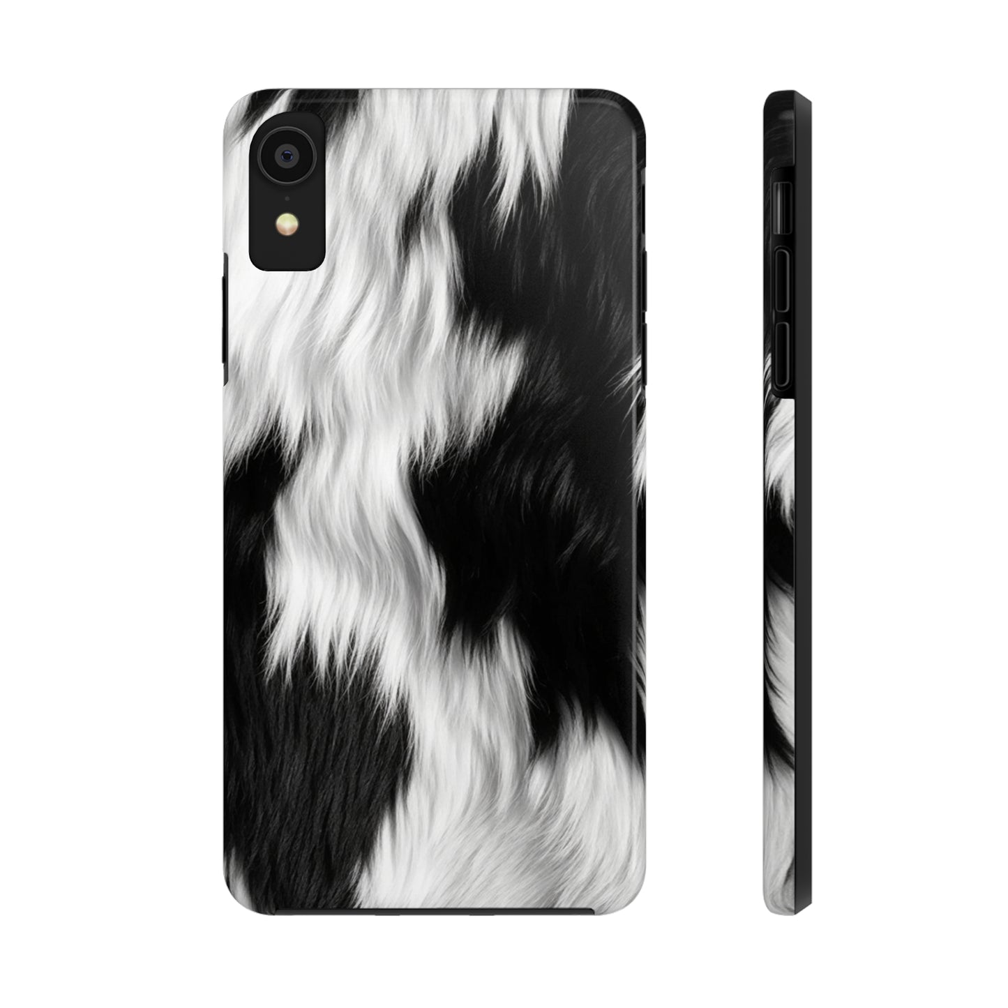 Cowhide on Hair Leather - Black and White - Designer Style - Tough Phone Cases