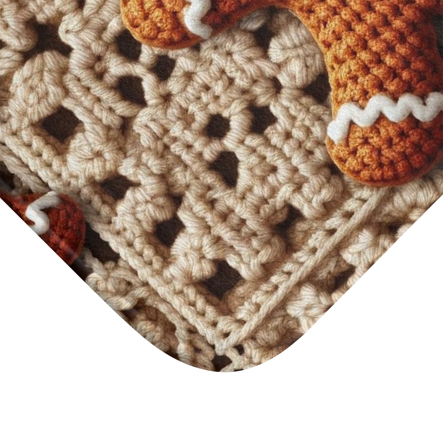 Rustic Gingerbread Delights: Christmas Crochet Gingerbread Men on Classic Beige Granny Squares - Bath Mat