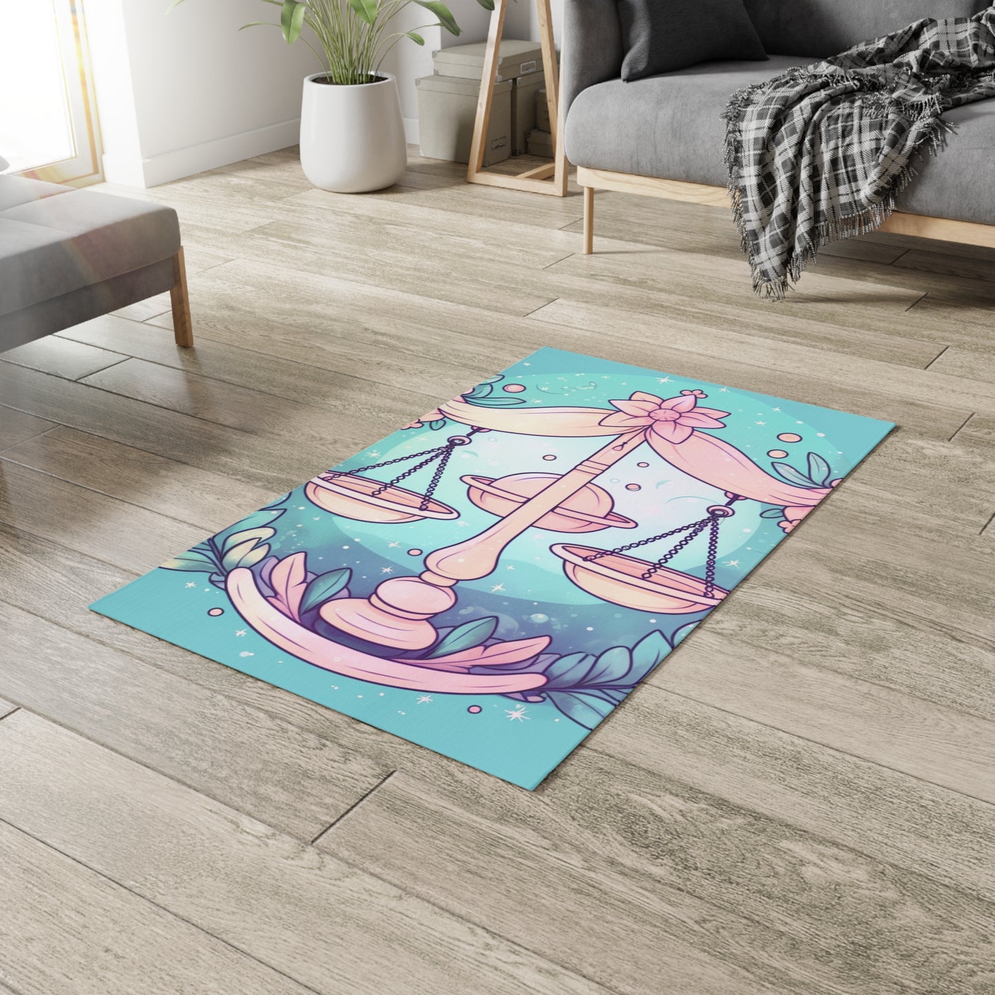 Libra Astrology - Soft Lighting & Pastel Zodiac Sign Symbol - Dobby Rug