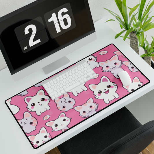 Cartoon Anime Kitten, Kawaii Cat, Kitty - Cute and Colorful - Desk Mats