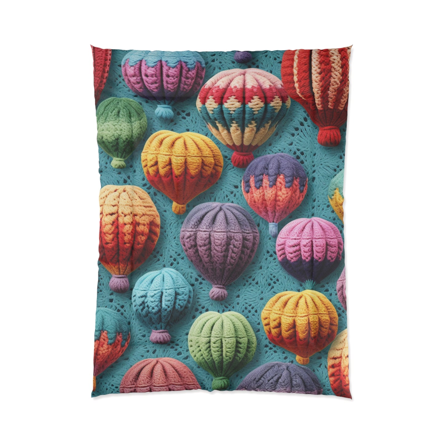 Crochet Hot Air Balloons Sky Travel Transport Scenic Style -  Bed Comforter