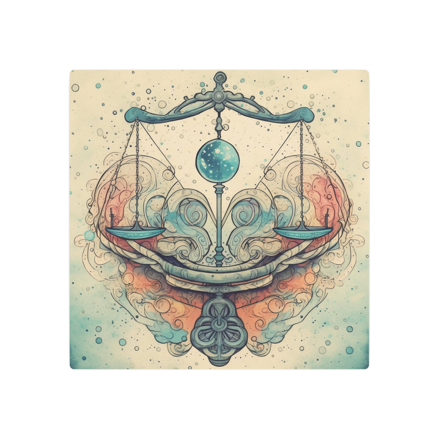 Libra Zodiac - Astrology Sign Street Art Equilibrium in Pastels - Metal Art Sign