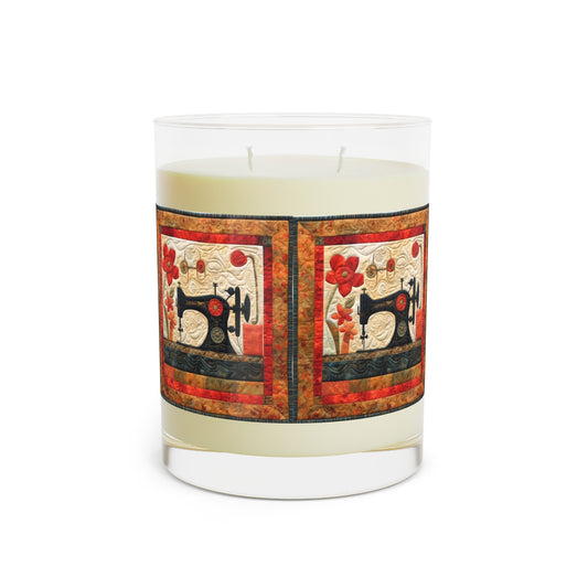 Sewing Machine Quilt: A Crafted Design Homage to Stitching - Scented Candle - Full Glass, 11oz
